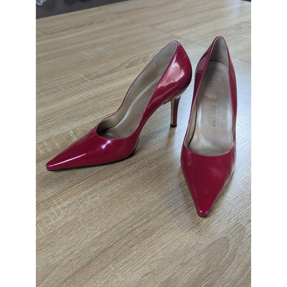 Antonio Melani Red Patent Leather Pointed Toe Pumps Heels Shoes Size 7